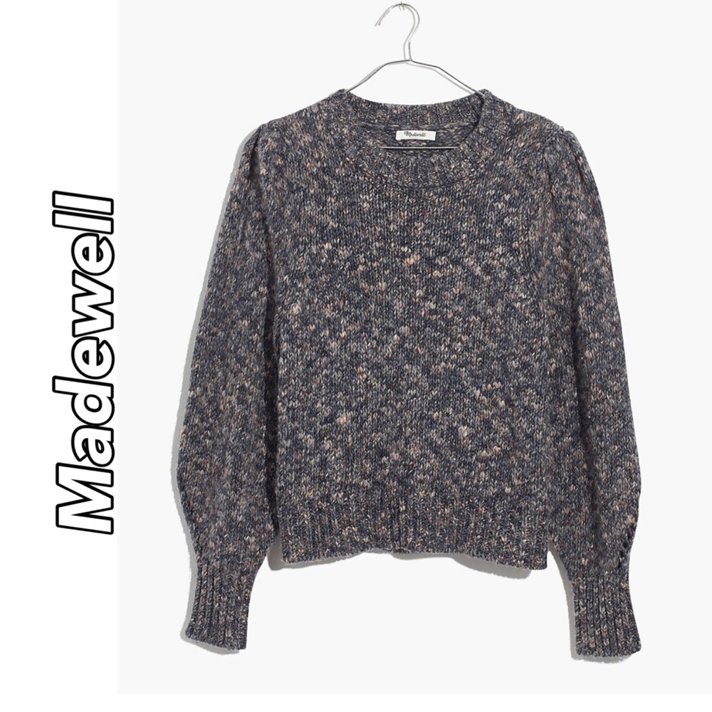 Madewell Pleat-Shoulder Pullover Sweater puff sleeve sweater
